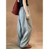 ¡Muy recomendable! Pantalones grises de corte holgado, fluidos y de pierna curva para mujer, perfectos para otoño, con un estilo chic y relajado sin esfuerzo, y un efecto favorecedor y adelgazante.