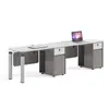 Mesa e Cadeira Modernas para Escritório Combinação de Mesa Simples para Quatro Pessoas Estação de Trabalho para Funcionários Tela de Empresa Moderna para Escritório