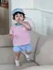 Camiseta de Manga Corta a Rayas para Niños y Shorts de Mezclilla, Ropa Fina de Verano para Bebés, Trajes para Niños, Venta al por Mayor Personalizada del Fabricante