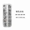 Accesorios para Uñas 12 Compartimentos Diamante Acrílico Pedrería Plata AB Rojo Grande Tamaño Mixto Resina Planos Fondo Parche para Uñas