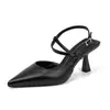 Zapatos Franceses Retro de Punta Alta con Tacón Alto para Mujer, Tacones de Aguja Estilo Nuevo, Sandalias Abiertas por Detrás y Cerradas por Delante para Mujer, Ropa de Exterior de Verano con un Toque de Lujo