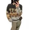 Suéter Jacquard Engrosado de Otoño e Invierno para Mujer Nuevo Estilo Caliente 2025 Camiseta de Punto para Usar por Dentro y por Fuera en Invierno