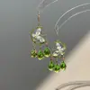 Pendientes Minimalistas de Flor Estilo Coreano con Colgante de Gota de Agua y Borla, Ganchos Frescos y Dulces, Pendientes Sencillos Versátiles de Moda para Mujer