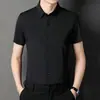 Camisa de Manga Corta Fina para Hombre de Verano, Estilo Veraniego, Color Sólido, Sin Planchar, Talla Grande, Ropa de Trabajo Formal, Ropa para Padres de Personas de Mediana Edad y Mayores