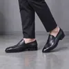 Zapatos de Cuero Británicos de Punta Cuadrada y Tacón Bajo para Hombre de Cuero Genuino Temperamento Negocios Negociación Formal Calzado Individual Retro Traje Boda Zapatos de Hombre