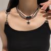 Spice Punk Original Nicho Amor Negro Estrella Cuero Strass Costura Cinturón Collar Cadena Clavícula Spice