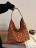 Bolso de mano retro de gamuza para otoño/invierno 2026, gran capacidad, bolso de axila, de alta gama, ligero y elegante bolso de hombro tipo tote