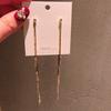 Pendientes Nuevos Estilo Coreano con Aguja Plateada Electrochapada y Recubrimiento de Oro Real Súper Fuerte, Pendientes de Hilo Largo con Circonita de Doble Uso