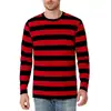 Sudaderas a Rayas de Contraste de Color Clásico 2025 para Hombre Manga Larga Impresión 3D Color Diario Casual Cuello Redondo Camisa