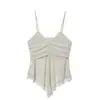 Atacado Fabricante de Roupas Femininas Transfronteiriço Moda Europeia e Americana Verão 2026 Versátil Ajuste Slim Top Camisola de Renda Irregular Plissada