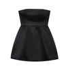 Europeo y Americano 2025 Verano Nueva Moda Sexy Color Puro Cintura Alta Corto Cintura Sin Mangas Vestido Tubo Top A1 Negro