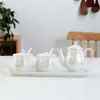 Suministros de Cocina para el Hogar Cerámica Condimentero Tarro para Chile Encaje Dorado Pintado Juego de Botellas para Condimentos Sal Azúcar Aceite Vinagre Juego Completo