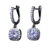 Ebay Amazon Europeos y Americanos Más Vendidos Pendientes Cuadrados Redondos Simples de Circonita Femeninos Elegantes Populares Joyería de Celebridades