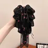 Presilha de Cabelo com Laço Estampa Floral Francesa para Rabo de Cavalo para Mulheres Mostrarem Volume no Cabelo na Parte de Trás da Cabeça, Presilha de Cabelo de Alta Qualidade e Elegante