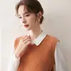 Chaleco de cachemira tejido a cable vintage con cuello redondo para mujer, chaleco de capas otoño/invierno 2026, corte holgado, efecto adelgazante, chaleco texturizado