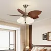 2026 Novo Estilo Vintage Francês Sala de Estar Jantar Ventilador Silencioso Luz Inversor Ventilador Elétrico Retro Americano Lâmina Reta Luz