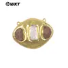 Wt-Pc021 Conector Colgante de Perla y Piedra Preciosa de Color Ovalada Chapado en Oro de 18 Quilates Joyería Accesorios Semi-Terminados
