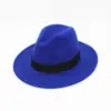 Chapéu de jazz estilo europeu e americano com fita preta, chapéu infantil de lã retrô britânica, grande, de enxofre, moda para casal, chapéu de feltro para outono e inverno
