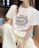 Camiseta de Algodão de Manga Curta para Mulheres no Verão Estilo Coreano Solta Gola Redonda Estampa Fashion Versátil Estilo Ins Top Roupas Femininas da Moda Exportação