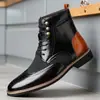 Nuevos Zapatos de Cuero para Hombre Estilo Británico Gentleman Botines Casuales de Negocios Moda Retro Botas de Punta