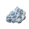 Ramo Alto Artificial de Rosas Rizadas de 10 Cabezas Ramo Francés Decoración del Hogar Camino de Boda Flor Artificial Flor de Rosa Falsa