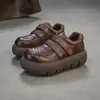 Jie zhou 2026 Otoño Nueva Llegada Piel de Vaca de Primera Capa Tejido Retro Punta Redonda Suela Gruesa Zapatos de una Sola Pieza Casual Cómodos Versátiles Zapatos para Mujer