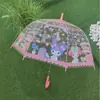 Paraguas Transparente con Temática de Gatos Lindos para Niños de Preescolar de 2 a 7 Años, Paraguas Largo Ligero con Dibujos Animados del Bosque para Niños al por Mayor