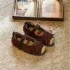 Zapatos de Princesa para Niñas para Primavera y Otoño, Zapatos Planos de Terciopelo Estilo Coreano con Lazo para Niños, Zapatos Bajos para Bebé, Zapatos Versátiles Retro para Niños