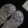Elegante accesorio de zapato tipo zueco de ballet con lazo morado, hebilla decorativa de zapato de alta gama desmontable para bricolaje