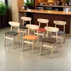 Sillas de comedor tapizadas de madera maciza multicolor, diseño moderno y minimalista, adecuadas para mesas de comedor en casa, cafeterías, restaurantes de comida rápida y uso comercial como sillas con respaldo.