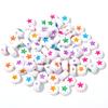 Cuentas acrílicas de estrella de cinco puntas con agujero de gota limpio, 4 x 7 mm, cuentas de alfabeto oblatas, accesorios de joyería con cuentas para niños