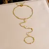 Pulsera de Cadena Minimalista de Moda Europea y Americana con Diamantes, Acero Inoxidable Chapado en Oro, Joyería de Mano de Cadena para Mujeres, Estilo Único y Genial