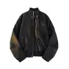 Chaqueta de trabajo retro americana con cremallera y cuello alto para hombre, nuevo diseño de primavera/otoño con un toque de alta gama, abrigo sencillo para pareja