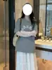 Conjunto de Dos Piezas: Camiseta de Manga Larga con Encaje y Falda de Encaje Suave, Diseño Estilo Coreano Verano 2025