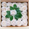 Set de Regalo Caja Transfronteriza de Rosas de Espuma Pe, Flores Artificiales con Tallos y Hojas, 50 Piezas, Flores para Decoración de Bodas, Regalo del Día de San Valentín