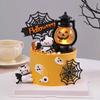 Decoración de Pastel de Halloween 2025 Linterna de Calabaza Luminosa Portátil Adorno Cachorro Diablo Ojos de Gato Cuentas de Caramelo Inserto