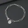 Pulsera de Cadena de Clips de Acero Inoxidable Transfronteriza Serie Hip-Hop Simple Lisa Grabada con Láser Color UV Impreso Colgante Redondo