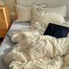 Ins Pequeño Fresco Algodón Puro Doble Capa Gasa Arrugada Juego de Cuatro Piezas Gasa de Algodón Puro Algodón Puro Amigable con la Piel Cama Sábanas de Cama Juego de Tres Piezas para Dormitorio
