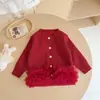 Nuevo cárdigan de punto con retazos de malla para niñas, top liso de encaje para bebé de primavera y otoño, chaqueta suéter para niños estilo coreano