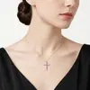 Collar de Plata de Ley 925 con Moissanita para Mujer, Diseño de Cruz Estilo Ins, Colgante de Cadena para Clavícula de Lujo Ligero de Nicho, En Stock Transfronterizo