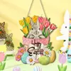 Transfronterizo 2025 Flores Creativas de Primavera Fiesta de Conejos Mensaje de Bienvenida en la Puerta Cartel de Madera de Pascua Estilo Americano Junior