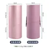 Tubo de Armazenamento para Pincéis de Maquiagem Cilíndrico Portátil Viagem Caixa de Armazenamento de Ferramentas de Maquiagem com Fivela à Prova de Poeira Barril de Bolsa de Cosméticos Pu