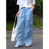 Lu Fu Verão Novo Estilo Coreano Ins Calça Cargo de Perna Larga Casual com Proteção Solar Calça Funcional Leve e Macia para Mulheres