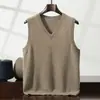 Colete masculino de cashmere com decote V suéter de cashmere sem mangas tricotado suéter quente e amigo da pele colete