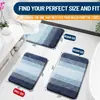 Juego de alfombrillas de baño de cachemir sintético a rayas degradadas, que incluye una alfombrilla de baño, una alfombrilla para el suelo del baño y una alfombrilla de entrada, todas ellas absorbentes, antideslizantes, resistentes a las manchas y fáciles de limpiar