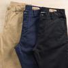 Pantalones casuales de trabajo microelásticos de otoño, ajustados, pequeños, rectos, sueltos, gruesos, lavados, resistentes al desgaste, para jóvenes, pantalones de hombre sólidos