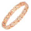 Pulsera magnética de moda europea y americana, superventas transfronteriza, lujo ligero, trébol de la suerte, aleación con incrustaciones de diamante, pulsera de joyería magnética de una sola fila para mujer