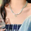 ¡Sabor a Sal Marina! Collar de Peces con Cuentas Azules para Mujer, Diseño Único, Cadena para Clavícula en Capas, Accesorio Estilo Vacaciones