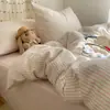 Estilo Curativo y Minimalista Bordado Jacquard 100% Algodón Juego de Cama de Cuatro Piezas, Fresco y Femenino, Juego de Cama de Tres Piezas 100% Algodón