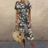Roupas Middy Femininas 3D Estilo Antigo Impressão Digital Verão 2024 Super Grande Praia Manga Curta Elegante Comércio Exterior Transfronteiriço
